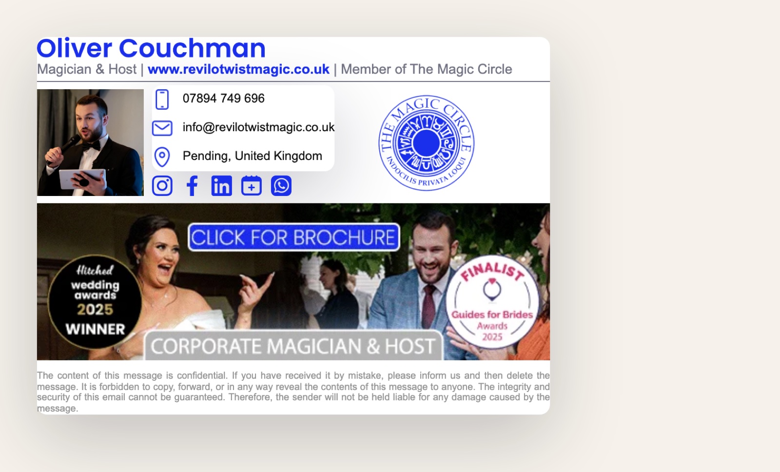 Oliver Couchman HTML email signature designed by Premium Productions